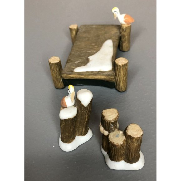 Pacific Rim Christmas Village Accessories Boardwalk Dock Snow Pelicans Piling - Picture 3 of 15